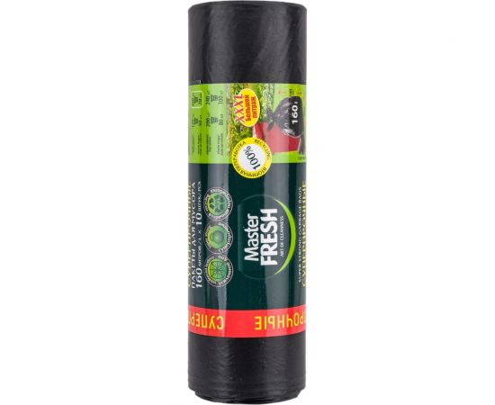 Пакеты черные суперпрочные для мусора 10 шт, 160 л, 28 мкм MASTER FRESH 236533 – изображение 2