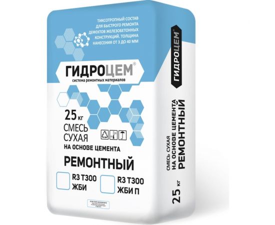 Смесь для ремонта и чистовой отделки бетонных конструкций Гидроцем R3 T300 ЖБИ-П 25 кг Г00087 