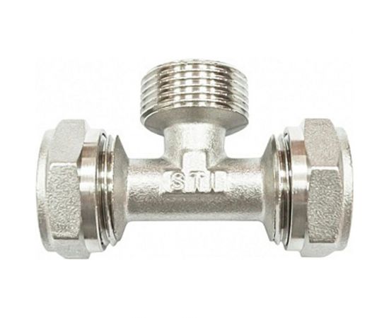 Обжимной тройник STI латунный, Ду16x1/2""х16 Ру25, наружная резьба D190-00028 