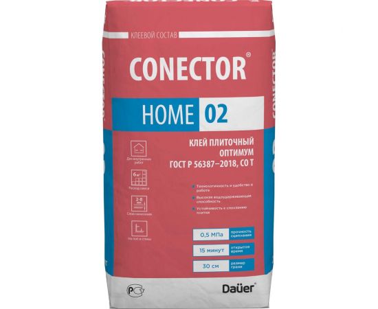 Плиточный клей Dauer оптимум conector home 02 25 кг 31812 
