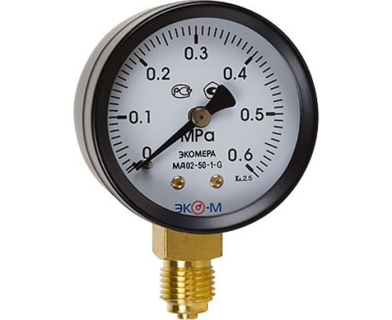 Манометр ЭКО-М Экомера МД02-50 мм 0..0,6МПа G1\4 МД02-50-G-0,6МПа-РИ 