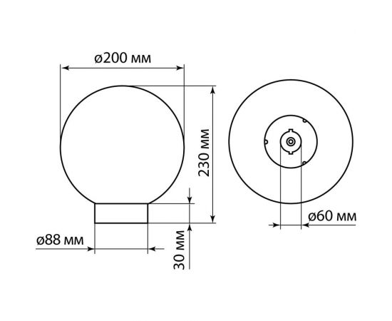 Светильник TDM НТУ 03-60-201 шар d=200 мм IP54 прозрачный ПММА, основание плоское ПК, Е27 SQ0330-0626 – изображение 3
