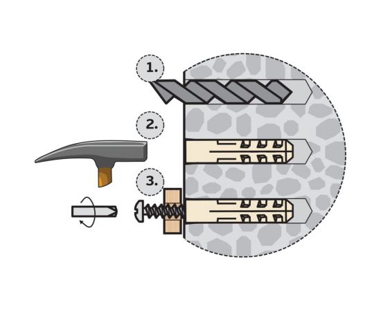 Нейлоновый дюбель ЕВРОПАРТНЕР PND-8L 8х65 mm удлиненный, 1000 шт 76091202 – изображение 3