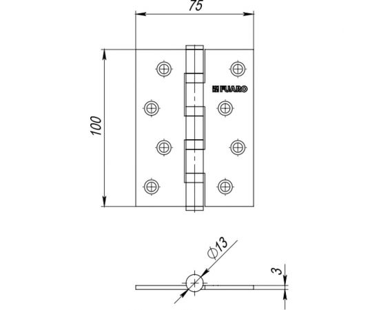 Петля универсальная Fuaro HEAVY AB (бронза) 100x75x3 мм (2 шт) IN4400U 46511 – изображение 3