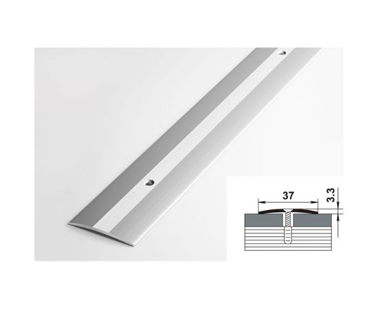 Порог прямой алюминиевый (37 мм, 1,8 м, анодированный, Серебро) ЛУКА 00000001418 – изображение 2