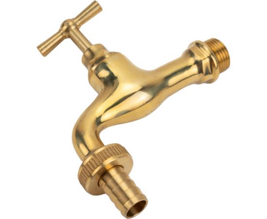 Вентиль для подключения шланга DOUBLE-LIN полированный, резьбовой, латунный 1/2"" LL2052 B (1/2"") – изображение 3