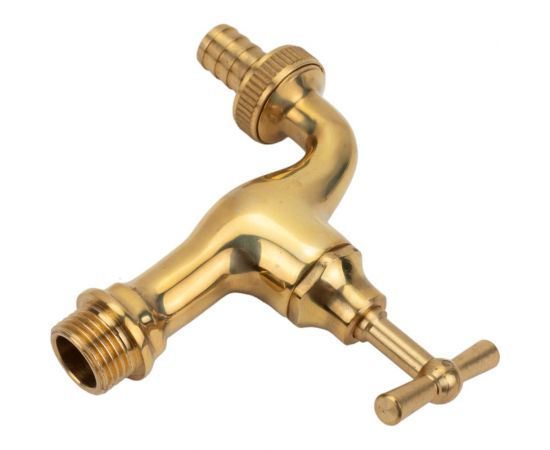 Вентиль для подключения шланга DOUBLE-LIN полированный, резьбовой, латунный 1/2"" LL2052 B (1/2"") – изображение 2