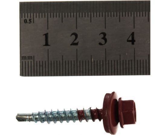 Кровельный саморез Tech-Krep КР сверло 4,8х35 RAL-3011 тёмно-красный 250 шт, ведро 103183 – изображение 3