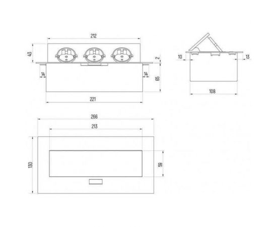 Выдвижной встраиваемый розеточный блок SETE на 3 EURO розетки SBT-03-20 – изображение 2