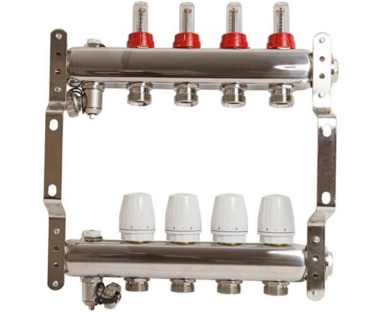 Коллекторная группа VRT 1""х3/4"", евроконус, 4 выхода, c расходомерами 530143 – изображение 4