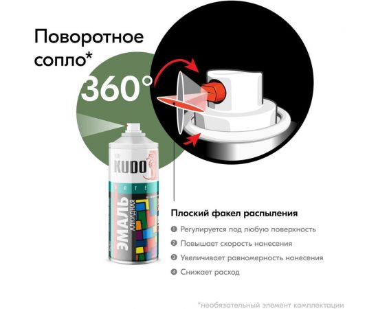Аэрозольная краска в баллончике KUDO высокопрочная алкидная универсальная глянцевая RAL 6011 фисташковая KU-1008 – изображение 3