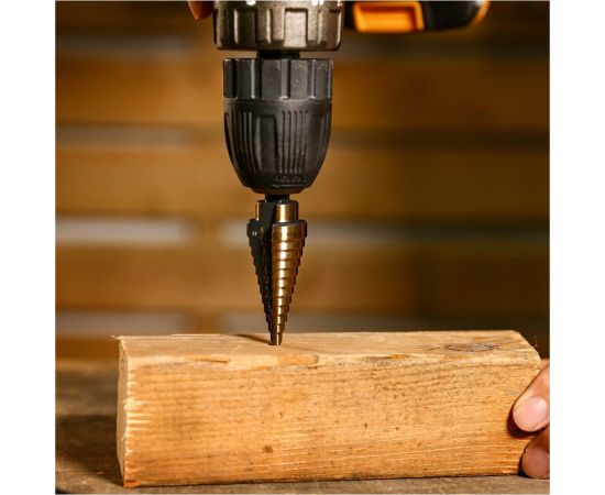 Набор сверл ступенчатых в металлическом кейсе DH22, 5 шт DEKO 065-0690 – изображение 2