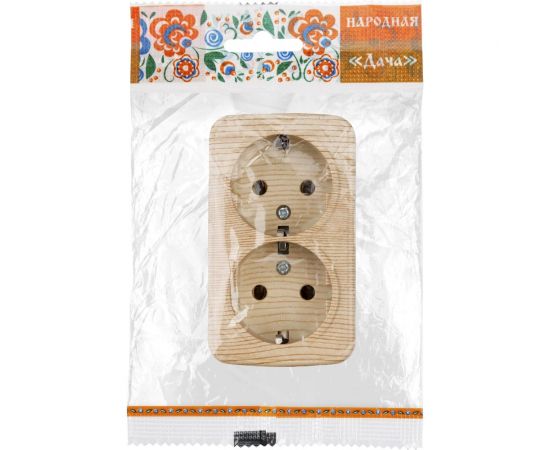 Розетка TDM двойная 2П+3 открытой установки IP20 16А, сосна ""Дача"" Народная SQ1824-0040 – изображение 2