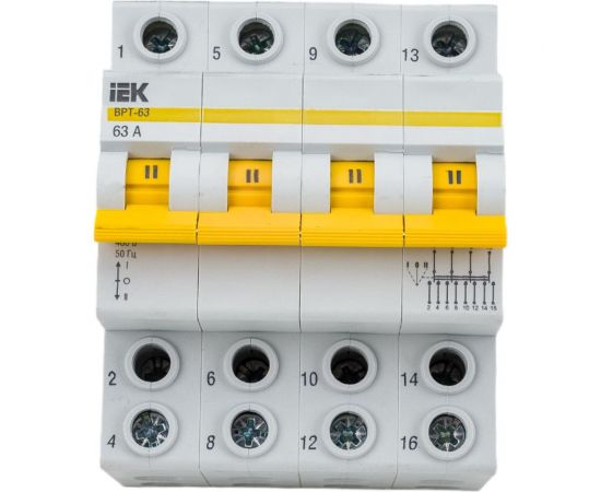 Трехпозиционный выключатель-разъединитель IEK ВРТ-63, 4P, 63А MPR10-4-063 