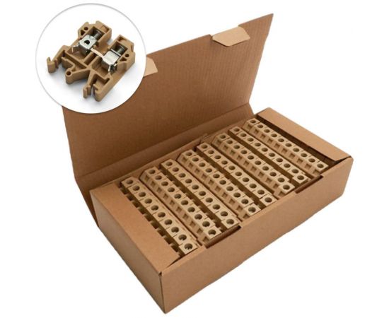 Наборный изолированный (винтовой) зажим STEKKER ЗНИ - 10,0 (JXB10), бежевый 39936 