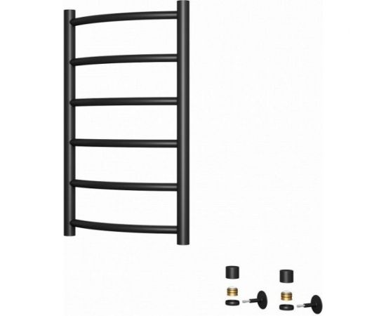 Водяной полотенцесушитель Teymi Lina П6 40x80, наружная резьба 1"", в максимальной комплектации К3, черный матовый W80152 ЦБ-00265228 