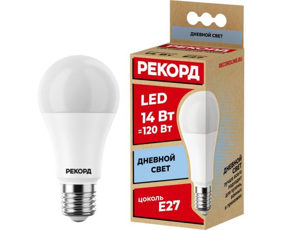 Светодиодная лампа РЕКОРД LED A60 14W E27 4000K 24369 