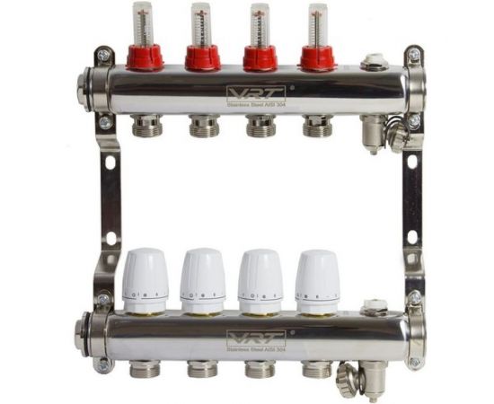 Коллекторная группа VRT 1""х3/4"", евроконус, 4 выхода, c расходомерами 530143 – изображение 8