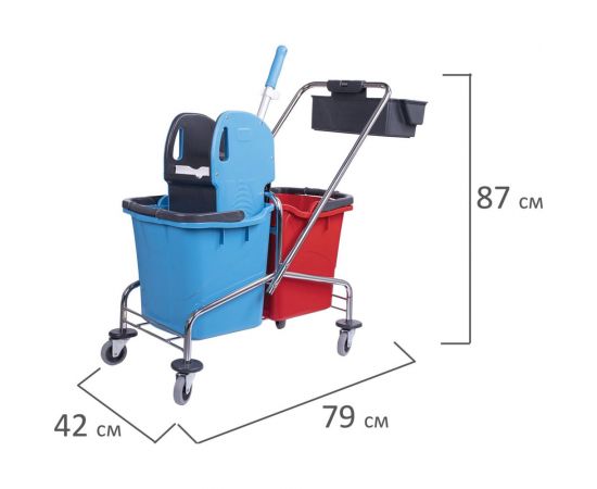 Уборочная тележка BRABIX 2 съемных ведра по 25 л, механический отжим, корзина 607903 – изображение 10