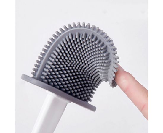 Ершик для унитаза SANTRADE настенный/напольный, силиконовая щетка, голубой 1230 – изображение 3