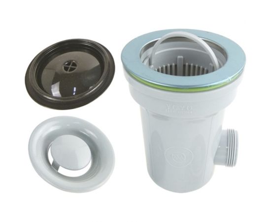 Сифон YOYO 3.5 дюйма, универсальный, с переливом и фильтр-стаканом, для каменной/нержавеющей мойки 901685 – изображение 5