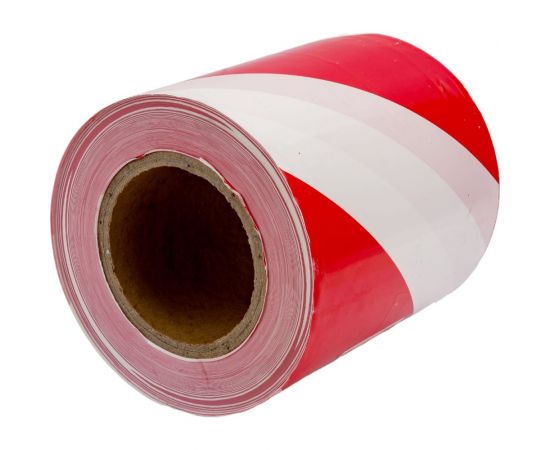 Сигнальная лента STEKKER 150 мм, 100 м, 90 mic, красный, белый intp10-150-100 39915 – изображение 3