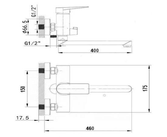 Смеситель для ванной WISENT с длинным изливом и душем 22139 – изображение 2