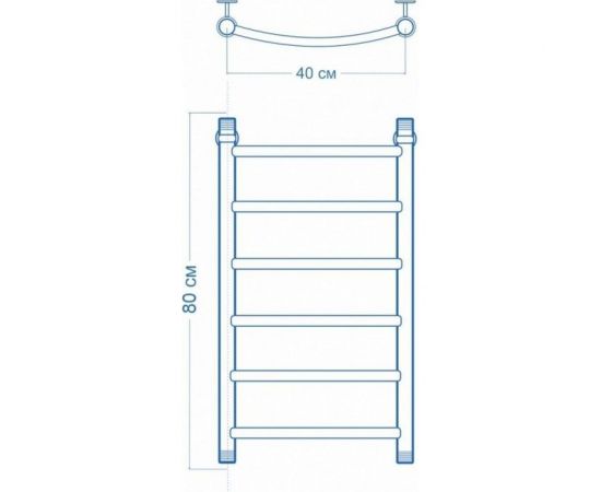 Водяной полотенцесушитель Teymi Lina П6 40x80, наружная резьба 1"", в максимальной комплектации К3, черный матовый W80152 ЦБ-00265228 – изображение 2