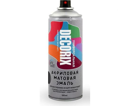 Аэрозольная универсальная эмаль Decorix (акриловая; черный; матовый; 520 мл) 0101-02 DX 