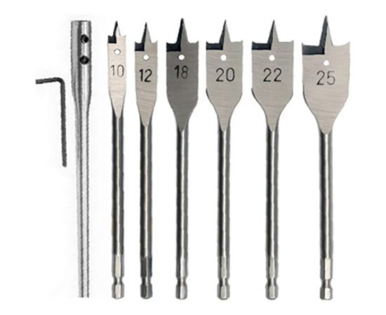 Набор сверл перовых по дереву (7 предметов; 10-25 мм; удлинитель 300 мм) Patriot (1165) 815010197 