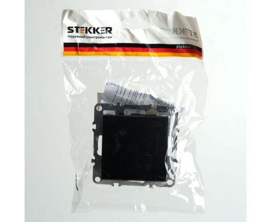 1-клавишный выключатель STEKKER (механизм), серия Эрна, PSW10-9103-03, черны 49148 – изображение 2