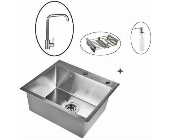 Комплект мойка для кухни WISENT из нержавеющей стали с раздвижным коландером, дозатором и смесителем, 50x44 см WS35044/W302644/W405A/W4998-4/WGER010 – изображение 14