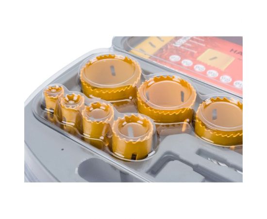 Набор коронок 13 предметов (9 коронок 19-64 мм, 2 адаптера, ключ, центр. сверло) Энкор 24570 – изображение 3