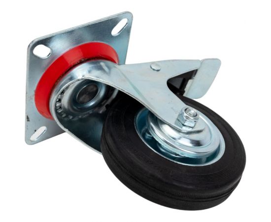 Колесо промышленное поворотное с роликовым подшипником и площадкой с тормозом D100 мм Tech Tech-Krep 148524 – изображение 2