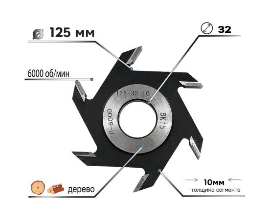 Фреза пазовая (дисковая) 125x10x32 мм для станков TORGWIN T616416 – изображение 2