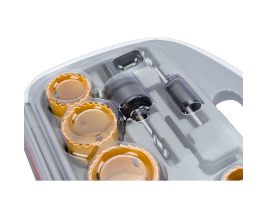 Набор коронок 13 предметов (9 коронок 19-64 мм, 2 адаптера, ключ, центр. сверло) Энкор 24570 – изображение 2