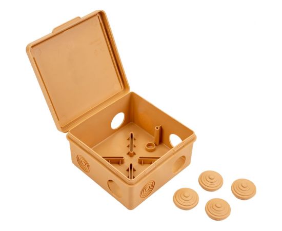 Распаячная коробка IEK км 100x100x50мм о/к ip54 8 вв. сосна UKO31-100-100-050-K34-54 – изображение 3