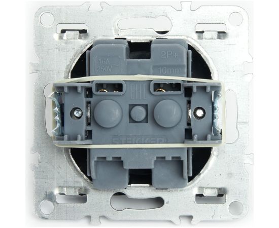 1-местная розетка STEKKER без заземления, (механизм), 250В, 10А, серия Эрна, PST10-9109-0 49153 – изображение 4