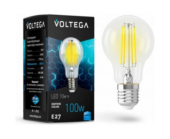 Светодиодная лампа VOLTEGA ЛОН Е27 4000К 10W Графен 7101 
