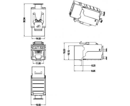 Вставка Hyperline KJ9-8P8C-C5e-90-SH-F-WH Keystone Jack RJ-45 8P8C, категория 5e, экранированная 432598 
