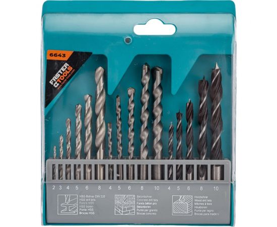 Набор сверл 16 шт FASTER TOOLS 6643 