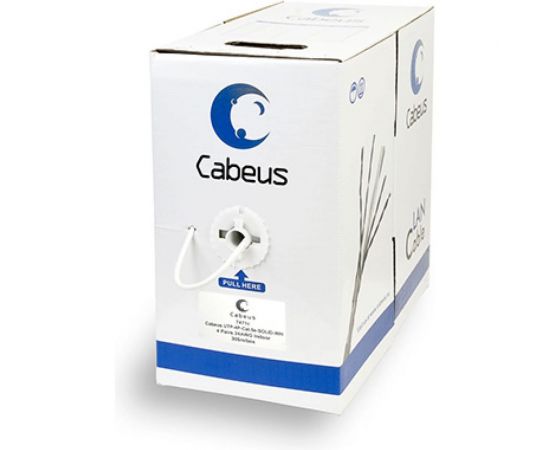 Кабель Cabeus витая пара, категория 5e, 4 пары 0,51мм, одножильный, белый, UTP-4P-Cat.5e-SOLID-WH 