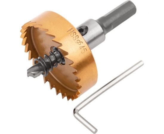 Коронка кольцевая по металлу 45 мм, HSS сталь, титановое покрытие FIT 36876 