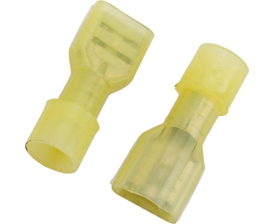 Плоская клемма REXANT, полностью изолированная, гнездо 6.6мм, в нейлоне 4-6кв.мм, желтый100 шт 08-0652 