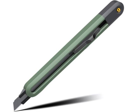 Технический нож DELI home series green ht4009l сегментированное черное лезвие 9 мм, эксклюзивный дизайн, soft touch 112886 