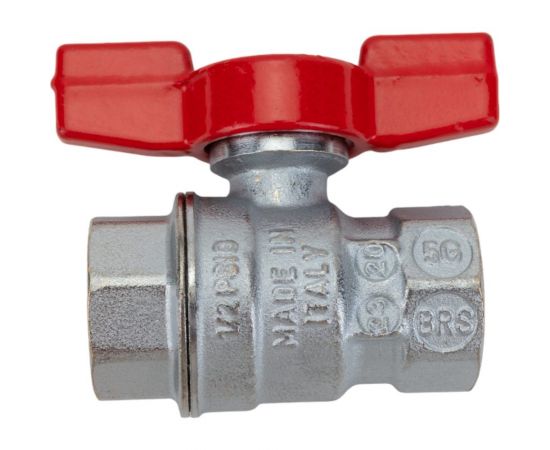 Шаровой кран Giacomini R851, 1/2, ВВ, ручка-бабочка красная, хромированный R851X023 