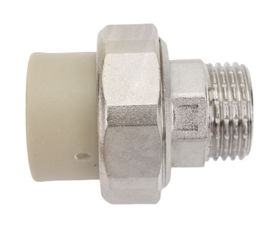 Муфта комбинированная RTP разъемная, американка, наружная резьба, D20х1/2 мм, серая 15519 