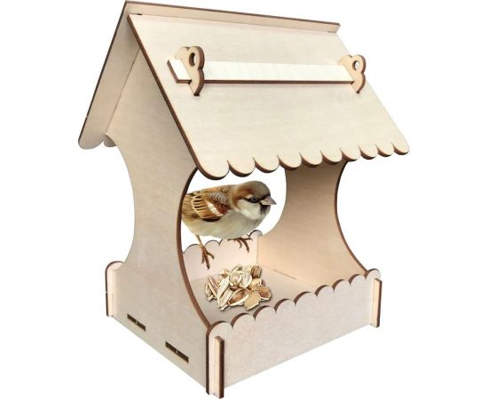 Деревянная модель для сборки PREZENT Кормушка садовая 3, 17.5x16x21 см КРМ-003 