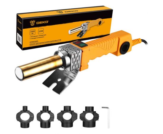 Аппарат для сварки полипропиленовых труб DEKO в металлическом кейсе, 4 насадки (20-40 мм) PPWM2500W 063-4248 