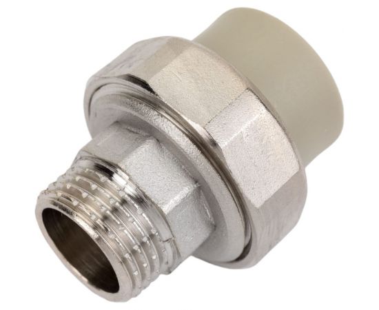 Муфта комбинированная RTP разъемная, американка, наружная резьба, D20х1/2 мм, серая 15519 – изображение 3